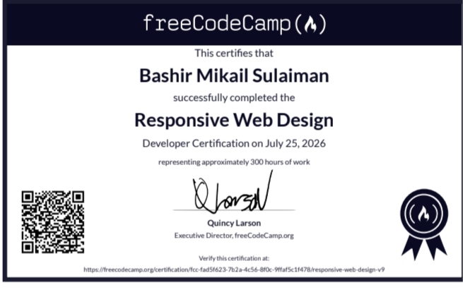 My freecodecamp certificate